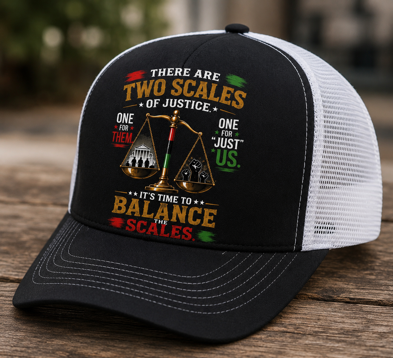 Design 01H – Two Scales of Justice™ Trucker Hat